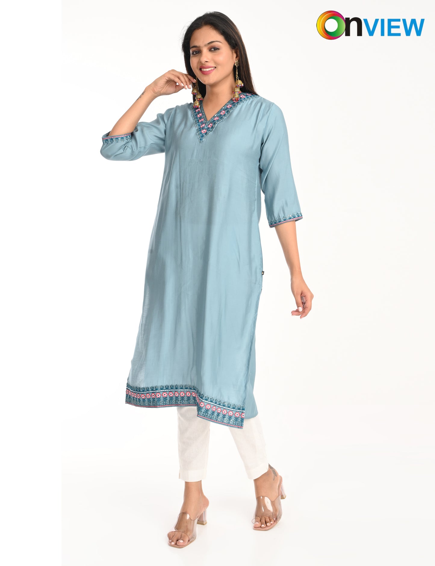 ONVIEW | 1421 | ROMAN SILK EMBROIDERY WITH BORDER | PACK OF 4