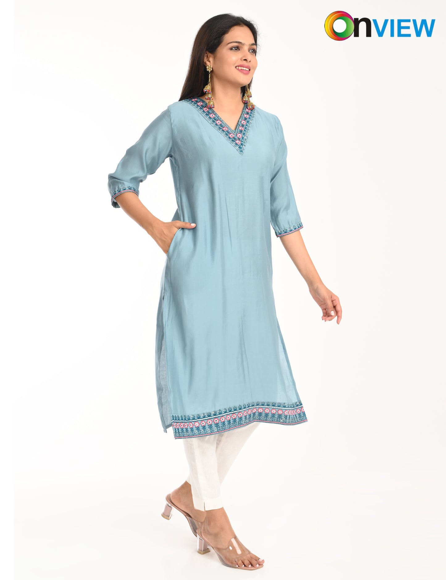 ONVIEW | 1421 | ROMAN SILK EMBROIDERY WITH BORDER | PACK OF 4