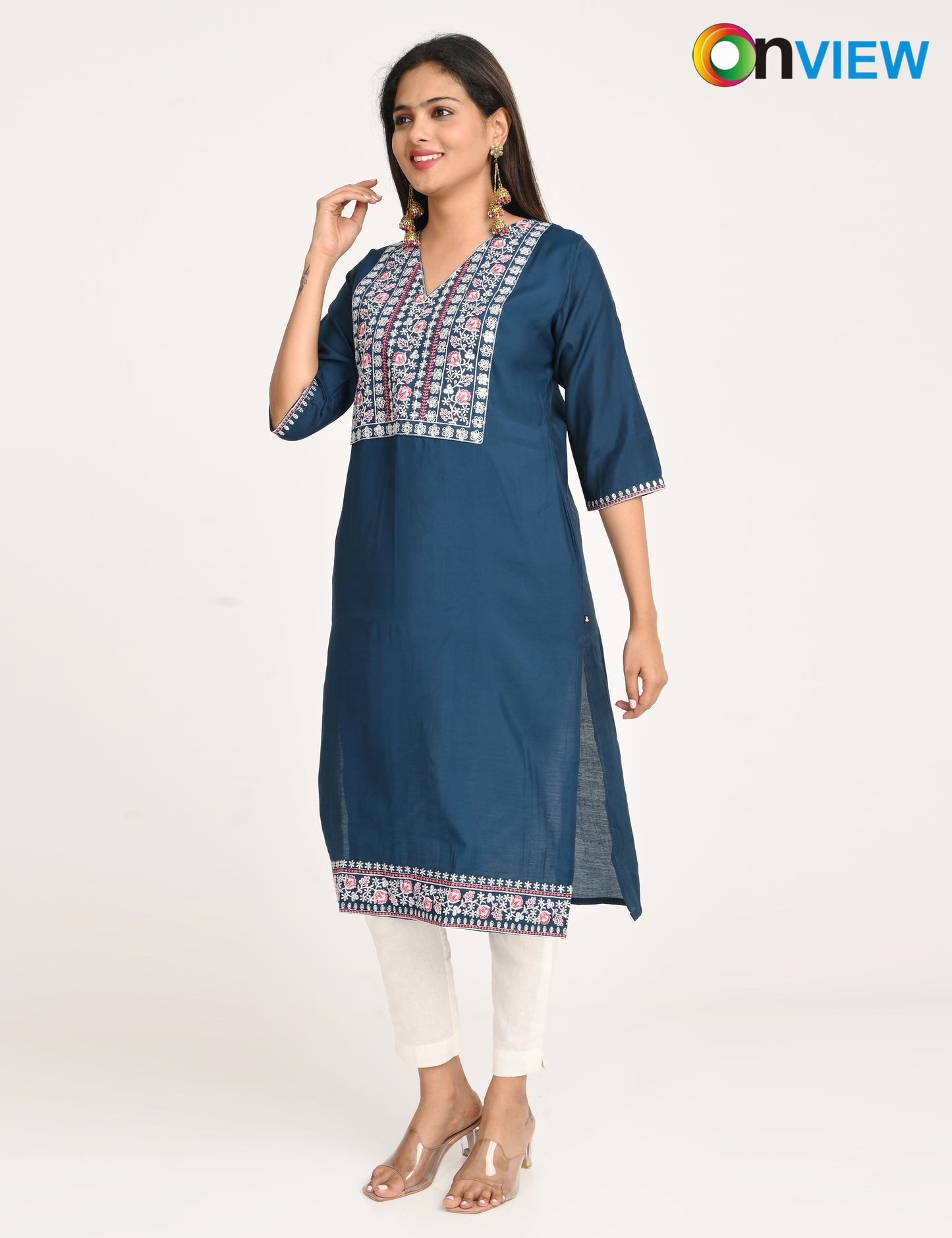 ONVIEW | 1423 | ROMAN SILK EMBROIDERY WITH BORDER | PACK OF 4