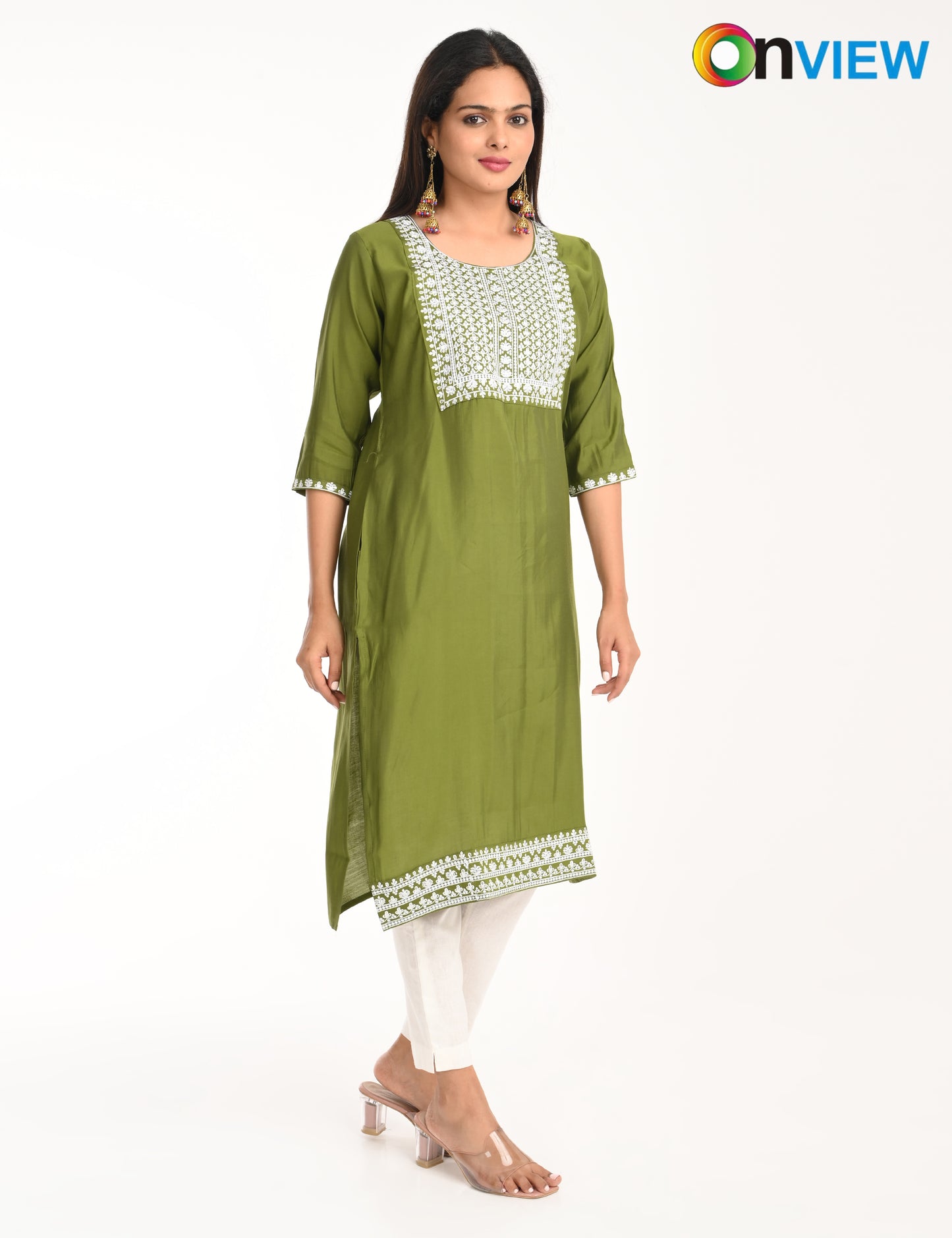ONVIEW | 1425 | ROMAN SILK EMBROIDERY WITH BORDER | PACK OF 4