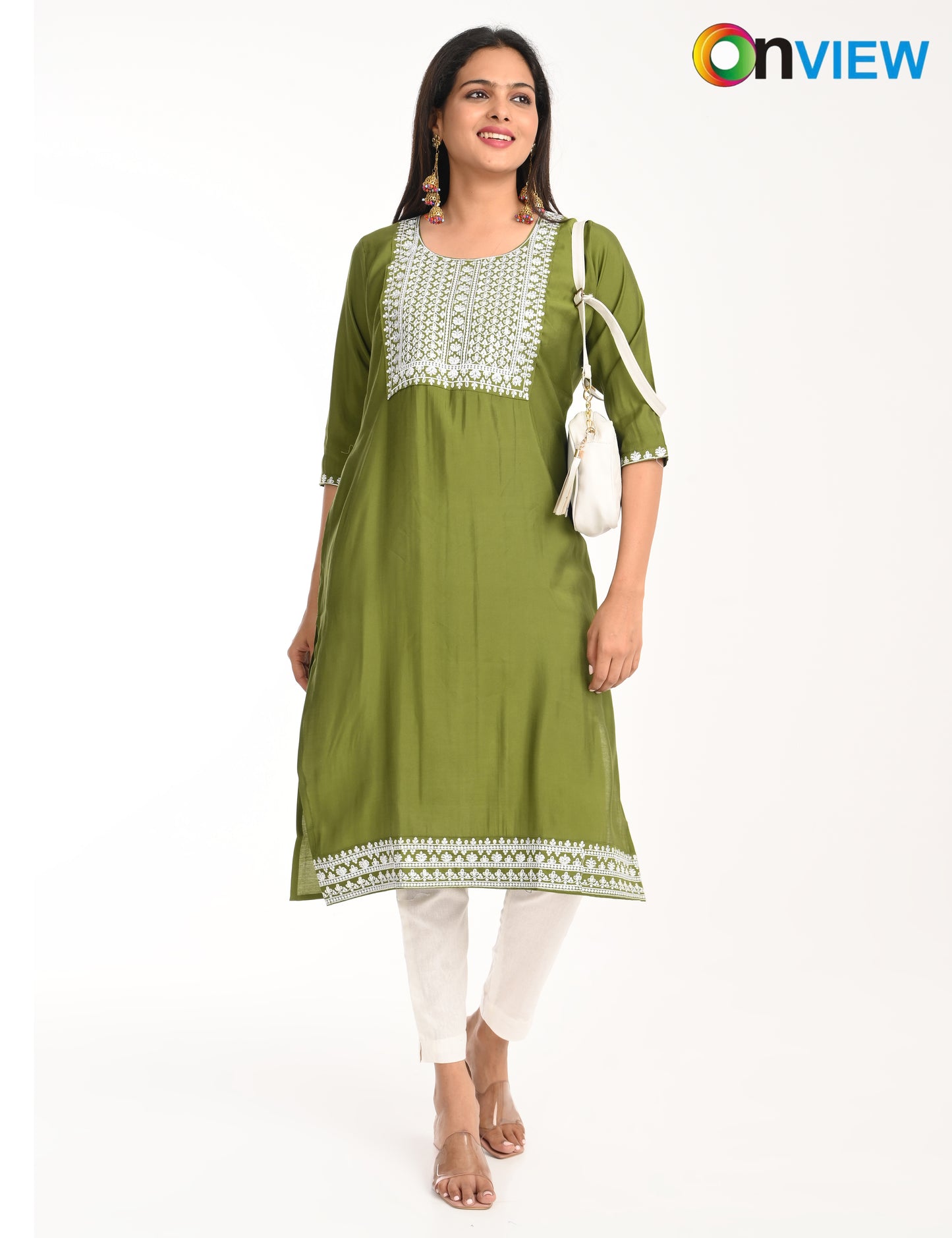 ONVIEW | 1425 | ROMAN SILK EMBROIDERY WITH BORDER | PACK OF 4