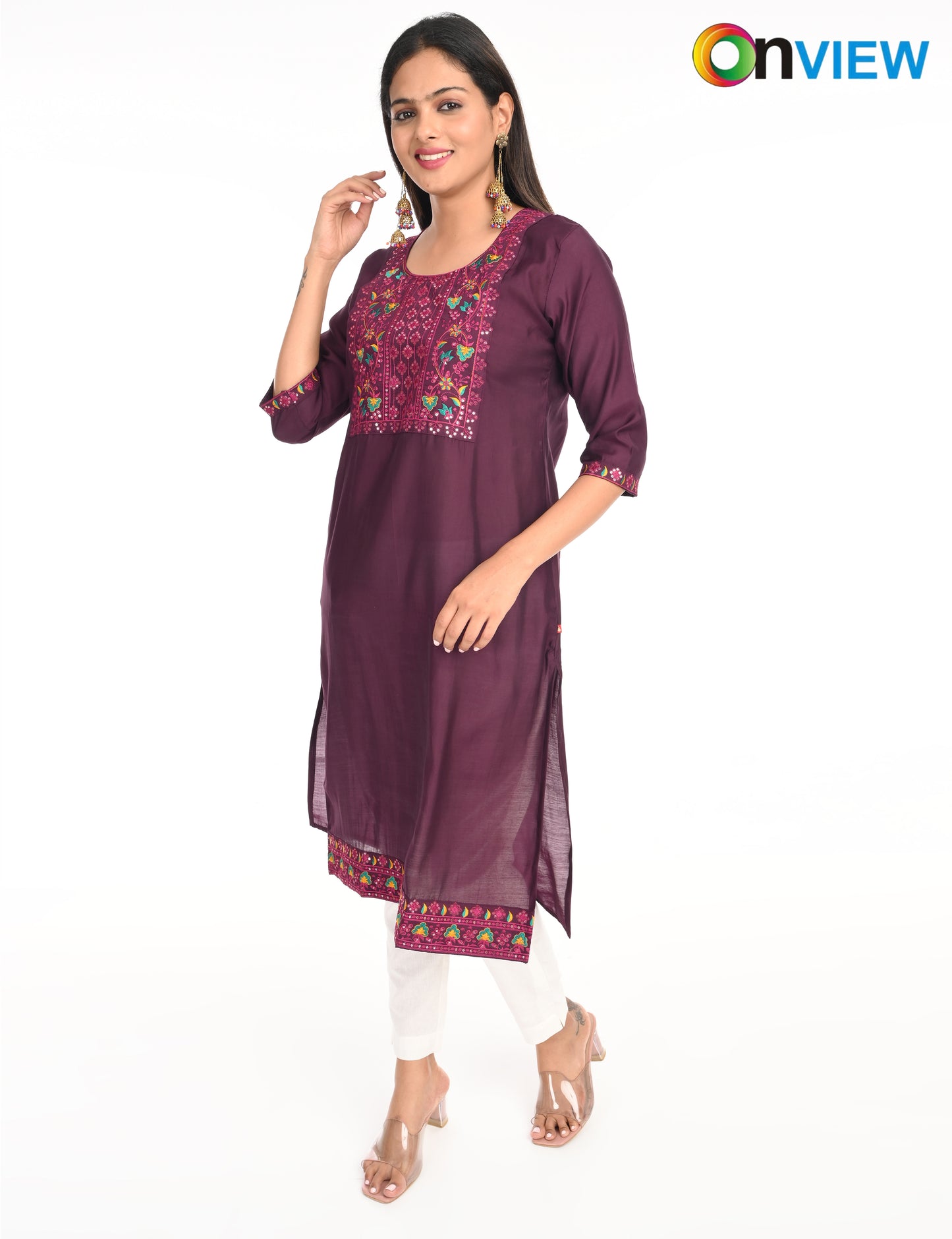 ONVIEW | 1426 | ROMAN SILK EMBROIDERY WITH BORDER | PACK OF 4