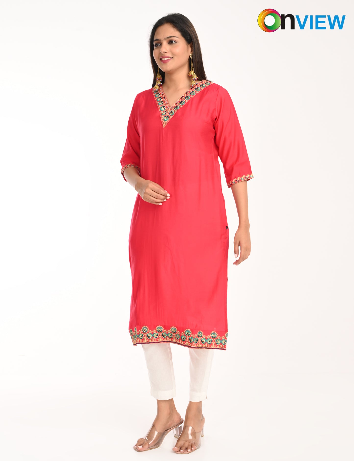 ONVIEW | 1428 | ROMAN SILK EMBROIDERY WITH BORDER | PACK OF 4