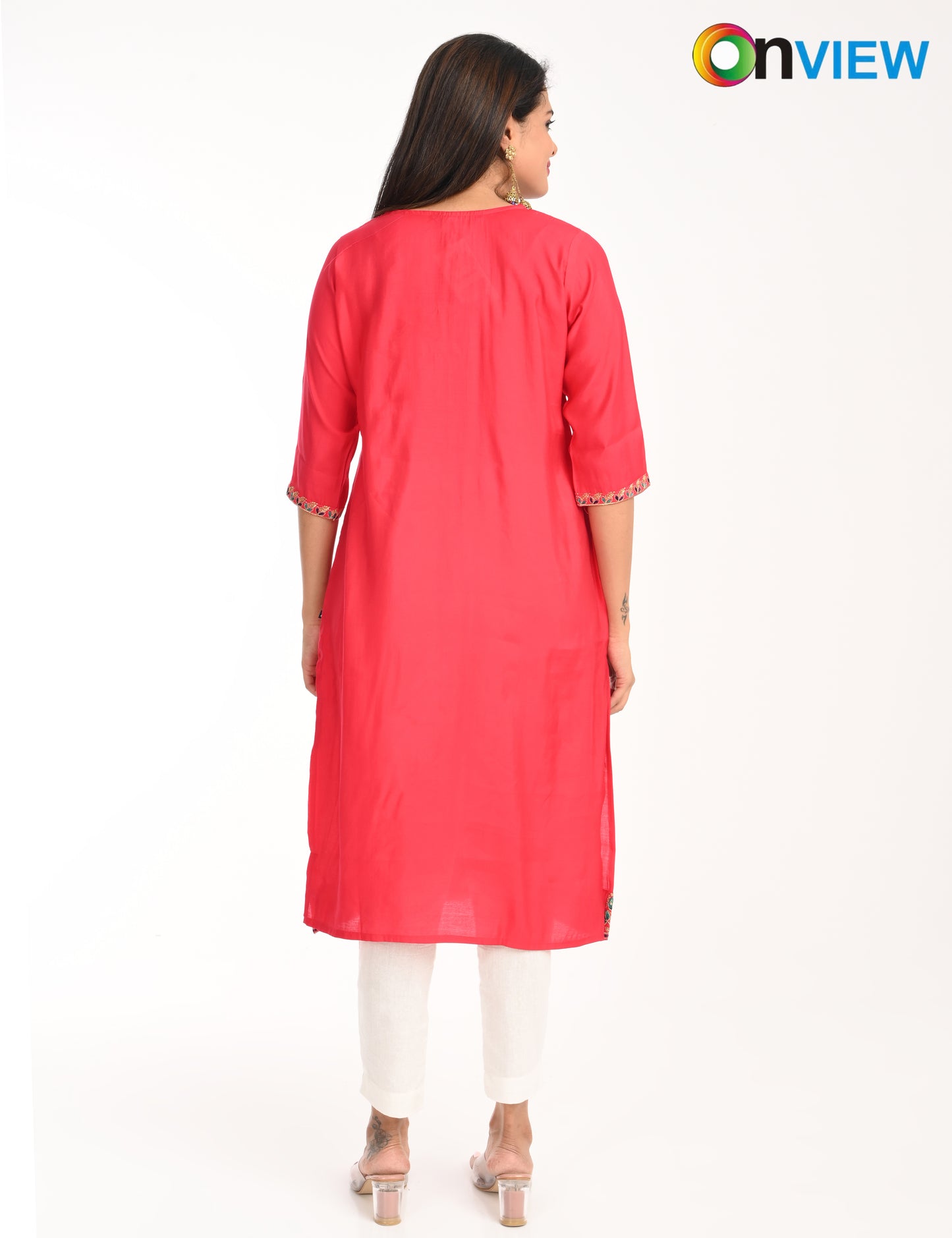 ONVIEW | 1428 | ROMAN SILK EMBROIDERY WITH BORDER | PACK OF 4