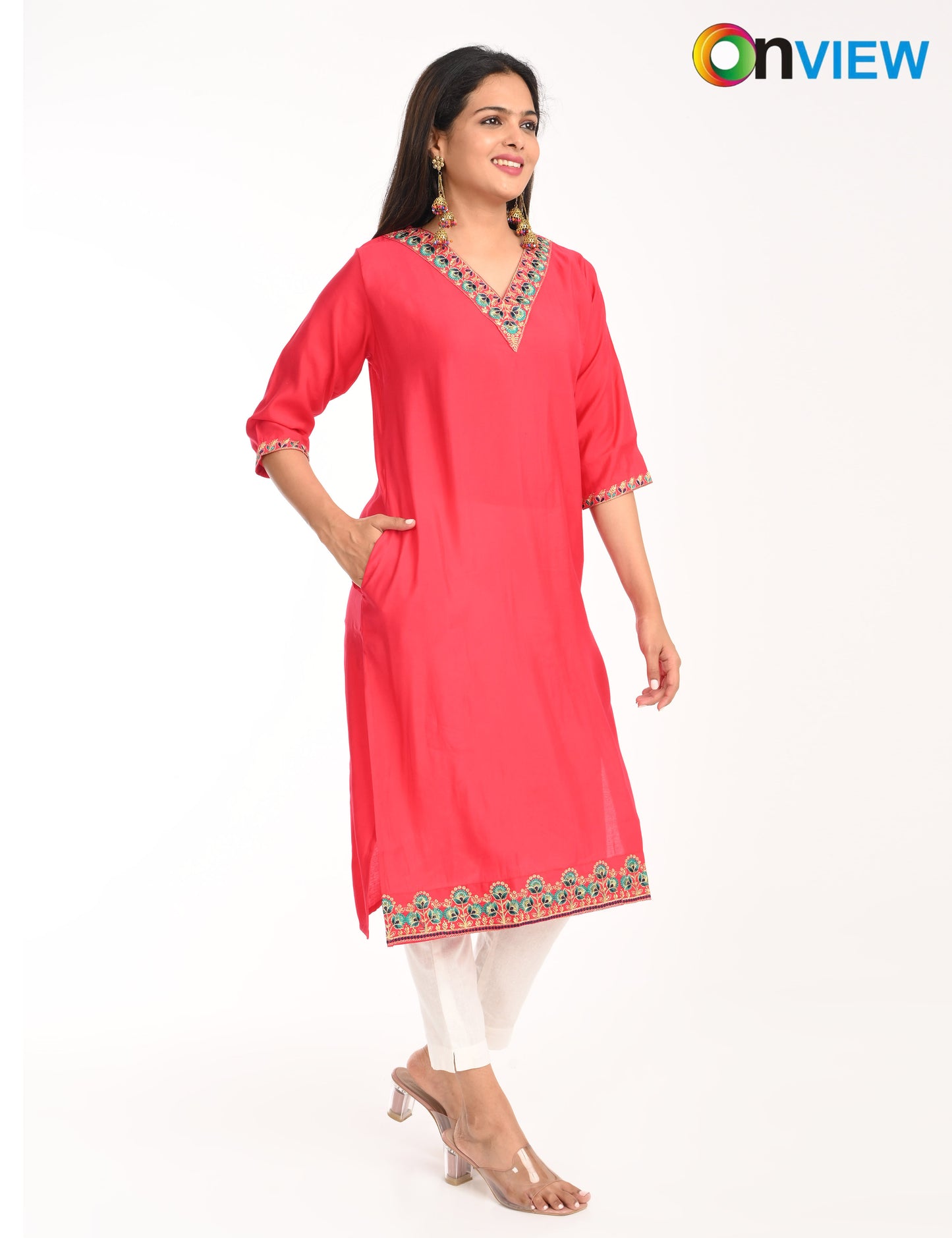 ONVIEW | 1428 | ROMAN SILK EMBROIDERY WITH BORDER | PACK OF 4