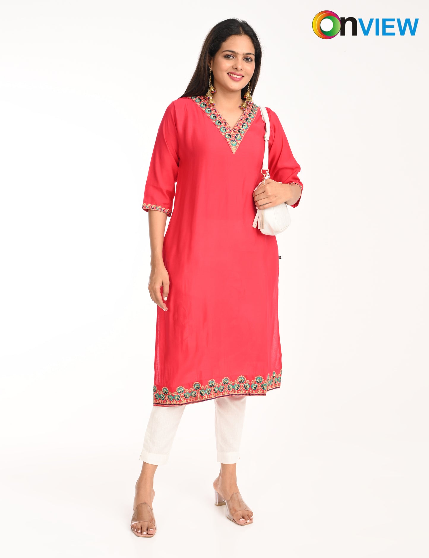 ONVIEW | 1428 | ROMAN SILK EMBROIDERY WITH BORDER | PACK OF 4