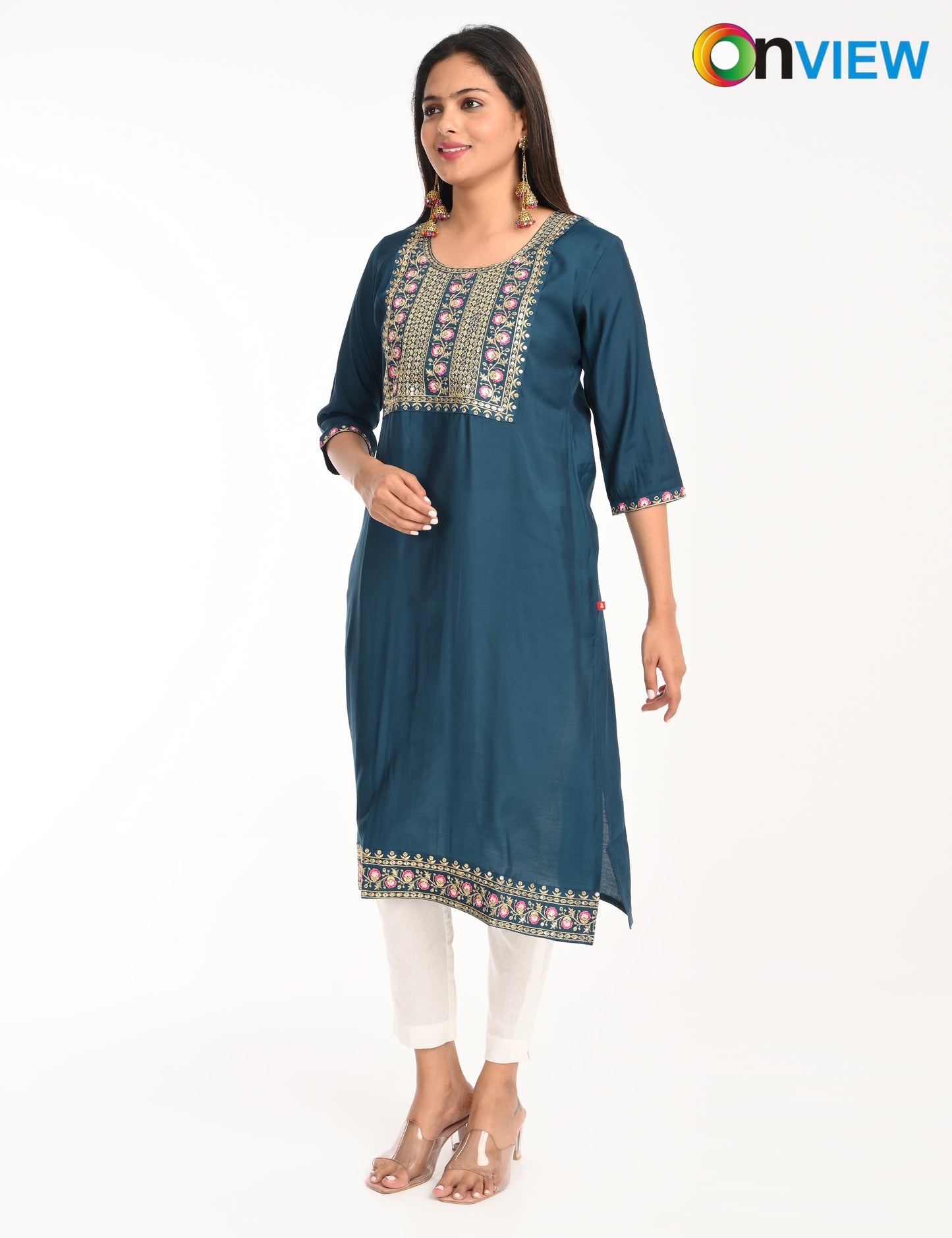 ONVIEW | 1429 | ROMAN SILK EMBROIDERY WITH BORDER | PACK OF 4