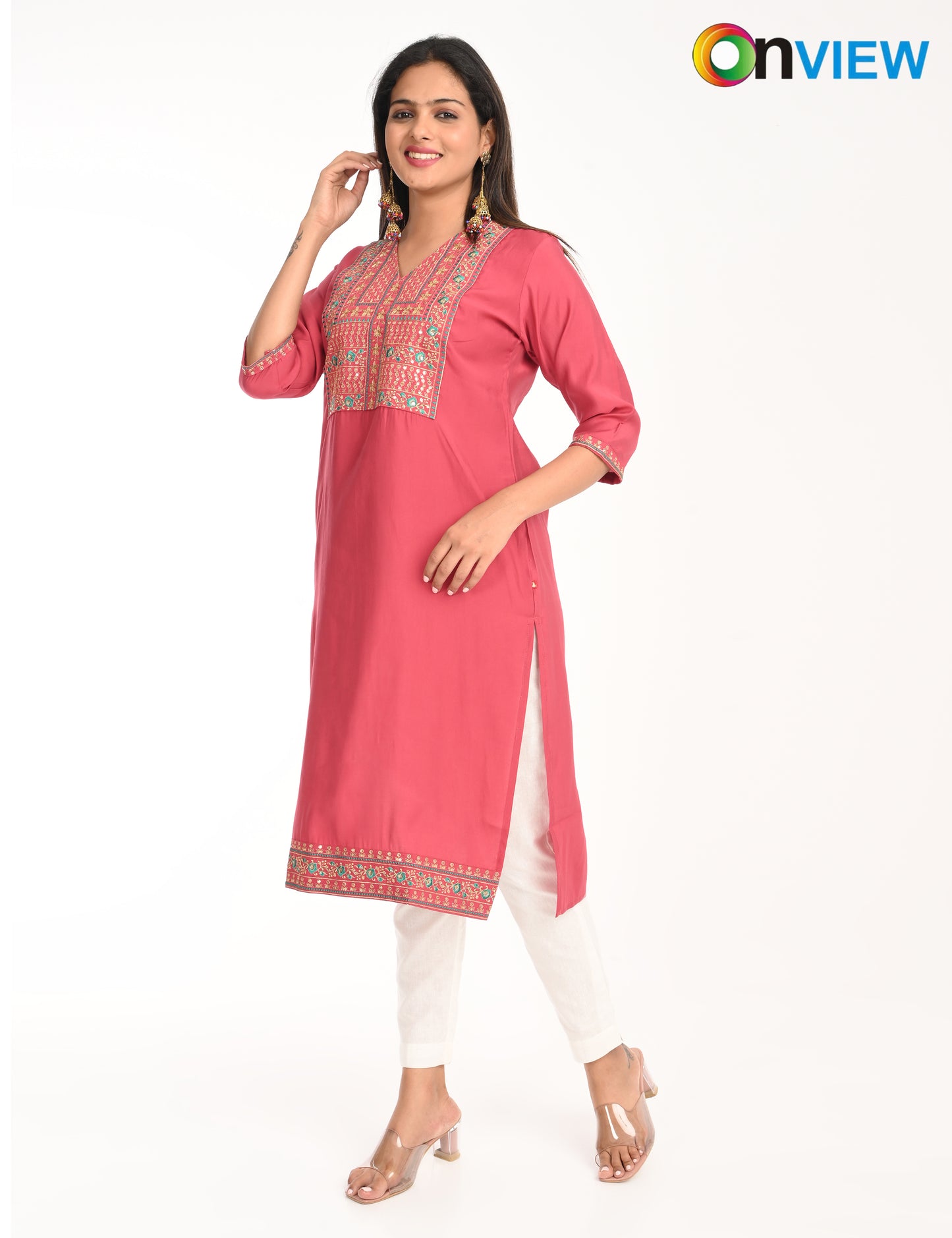 ONVIEW | 1430 | ROMAN SILK EMBROIDERY WITH BORDER | PACK OF 4