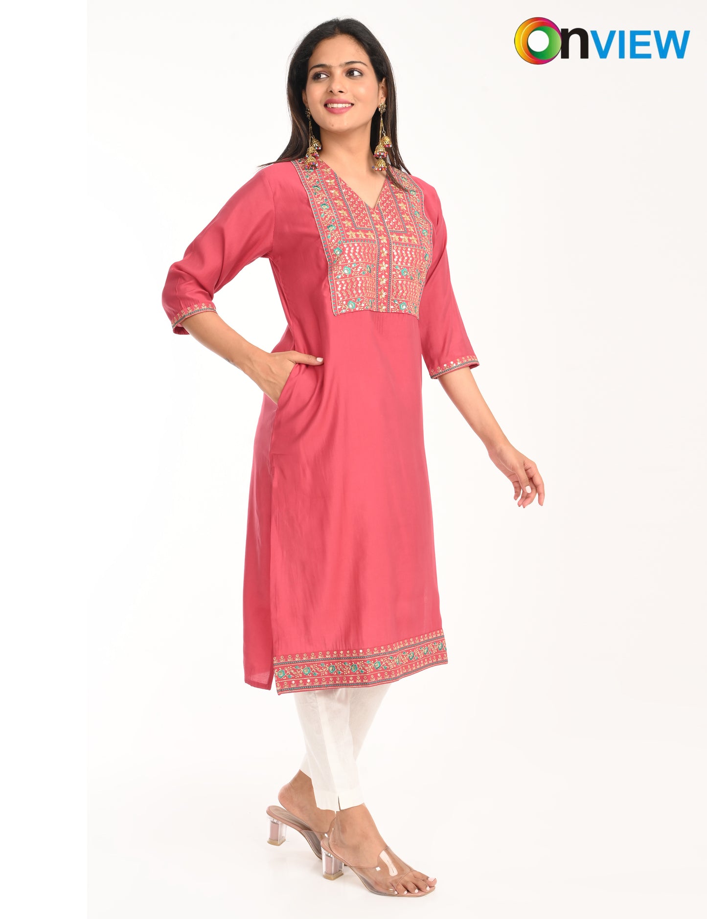ONVIEW | 1430 | ROMAN SILK EMBROIDERY WITH BORDER | PACK OF 4