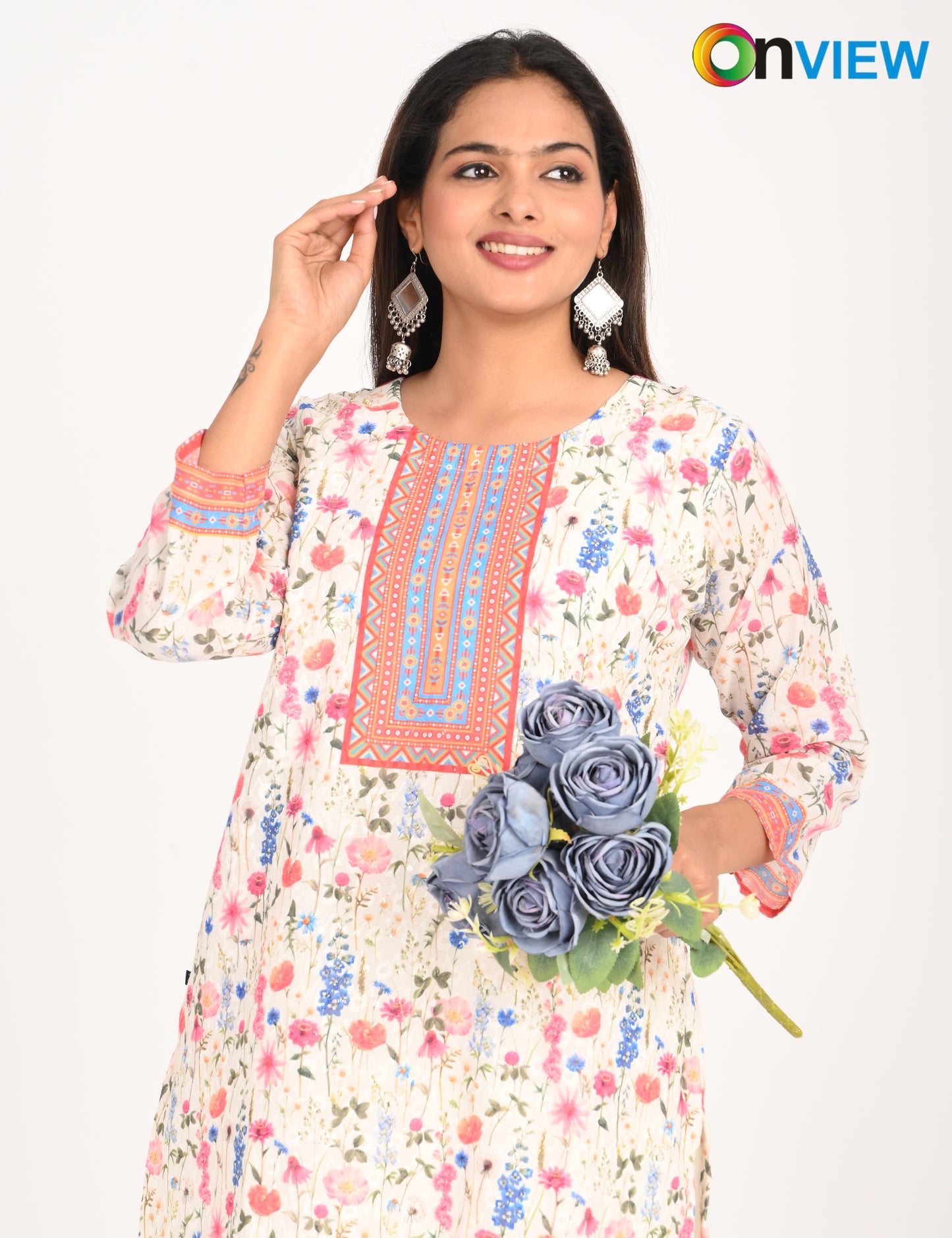 ONVIEW | 549 | COTTON CHIKANKARI WORK WITH DIGITAL PRINT | PACK OF 4