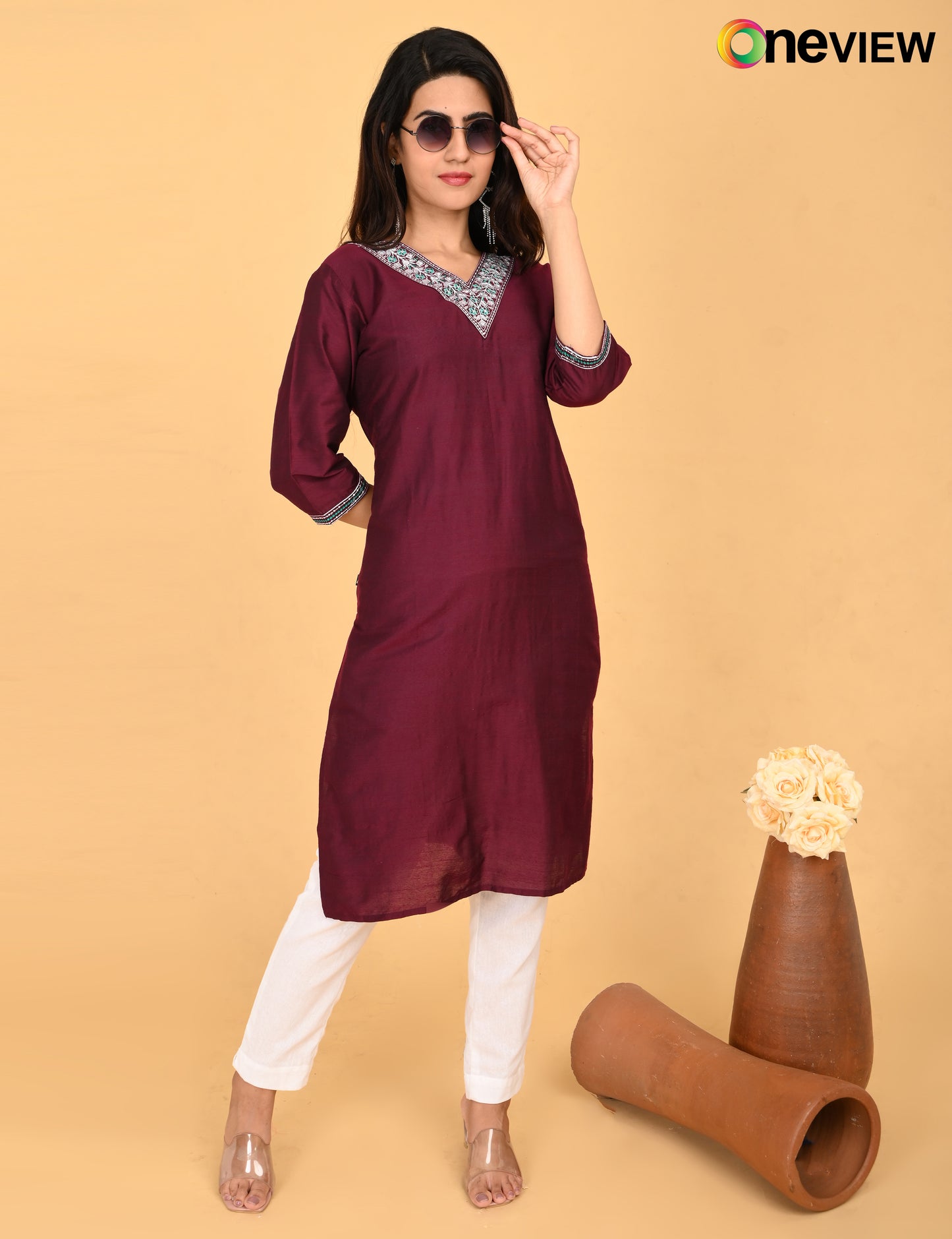 ONVIEW | 1090 | V-NECK EMBROIDERY | PACK OF 4