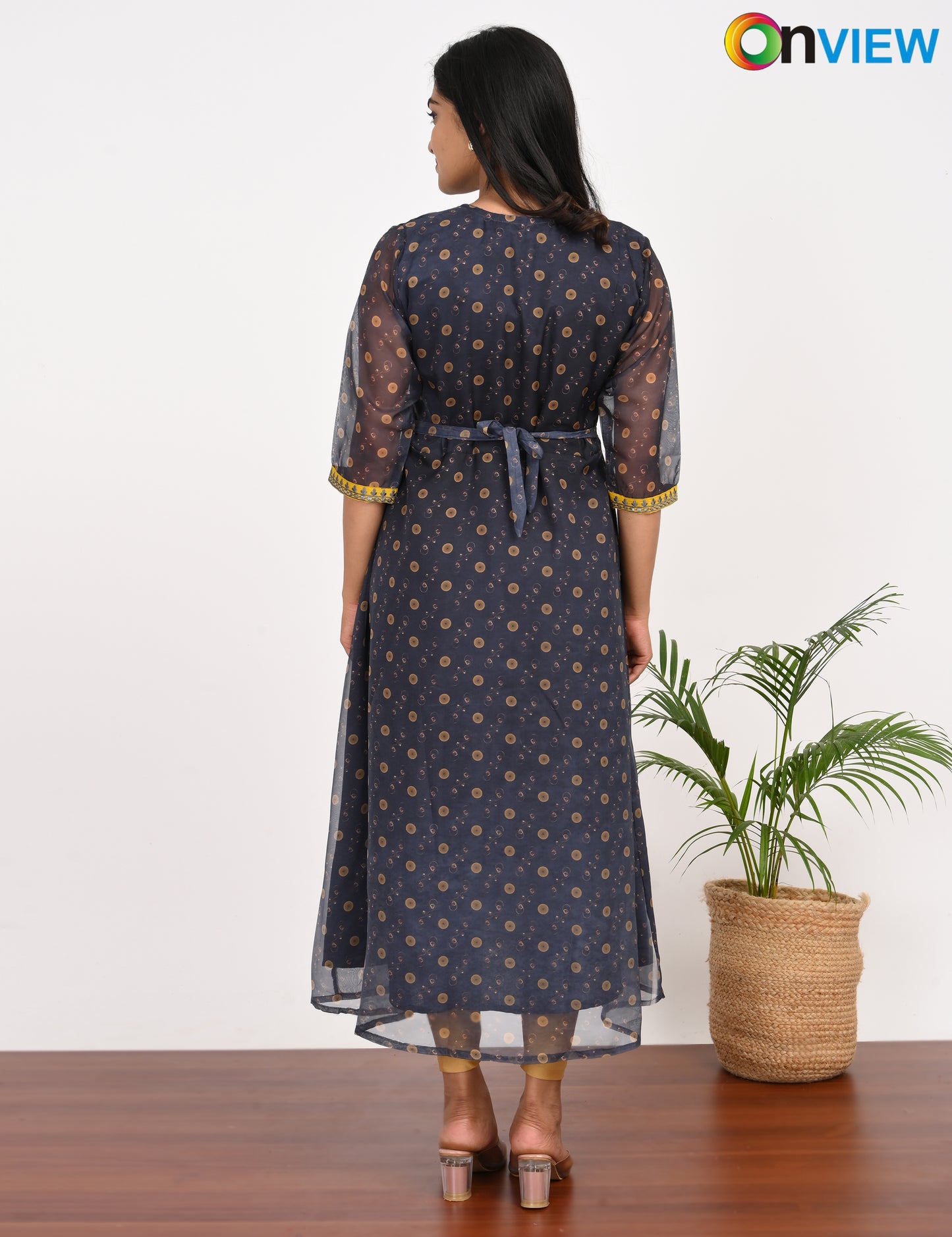 ONVIEW | 1058 | ORGANZA EMBROIDARY UMBRELLA WITH LINING | PACK OF 4