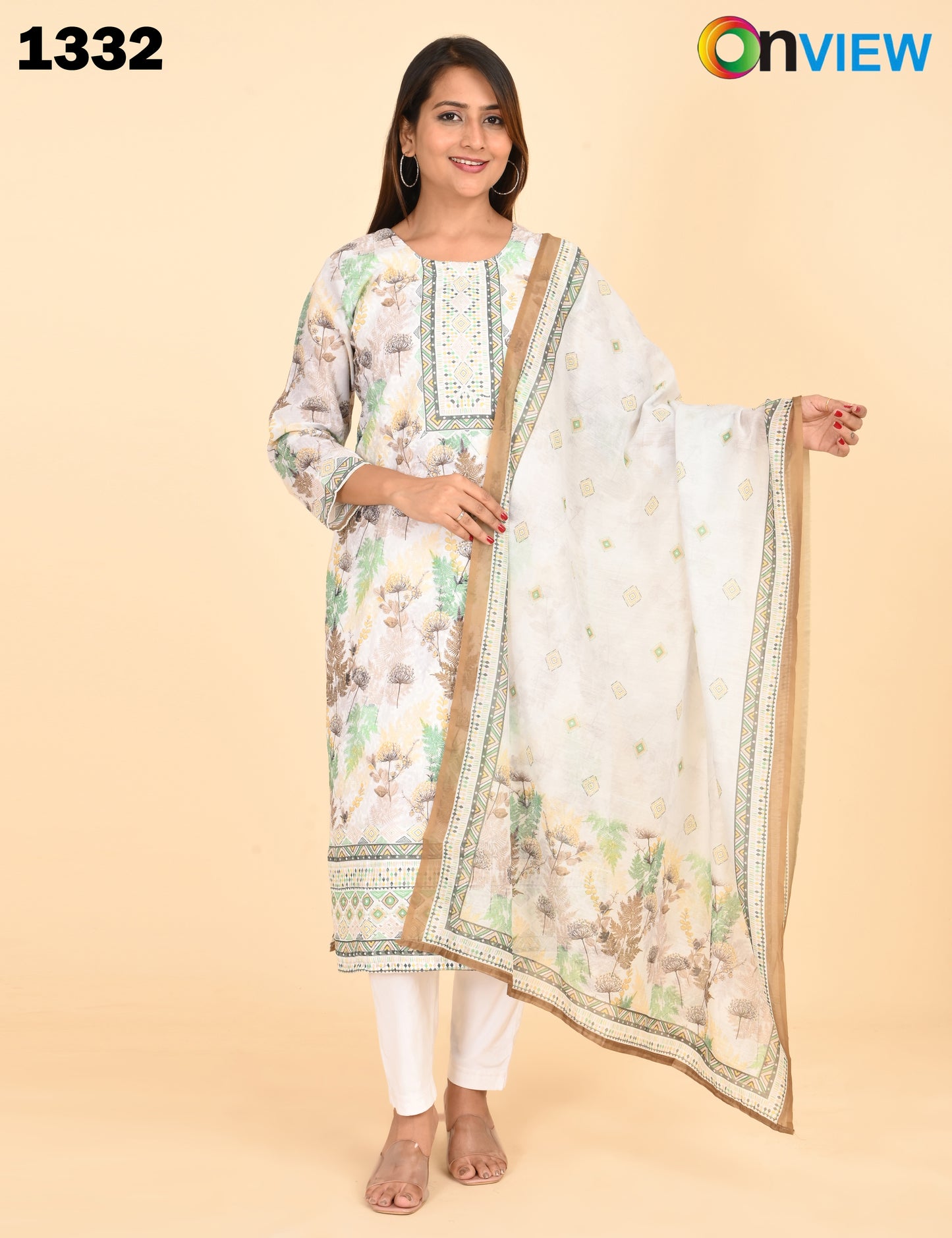 ONVIEW | 1332 | COTTON CHIKANKARI WORK BORDER WITH DUPATTA | PACK OF 4