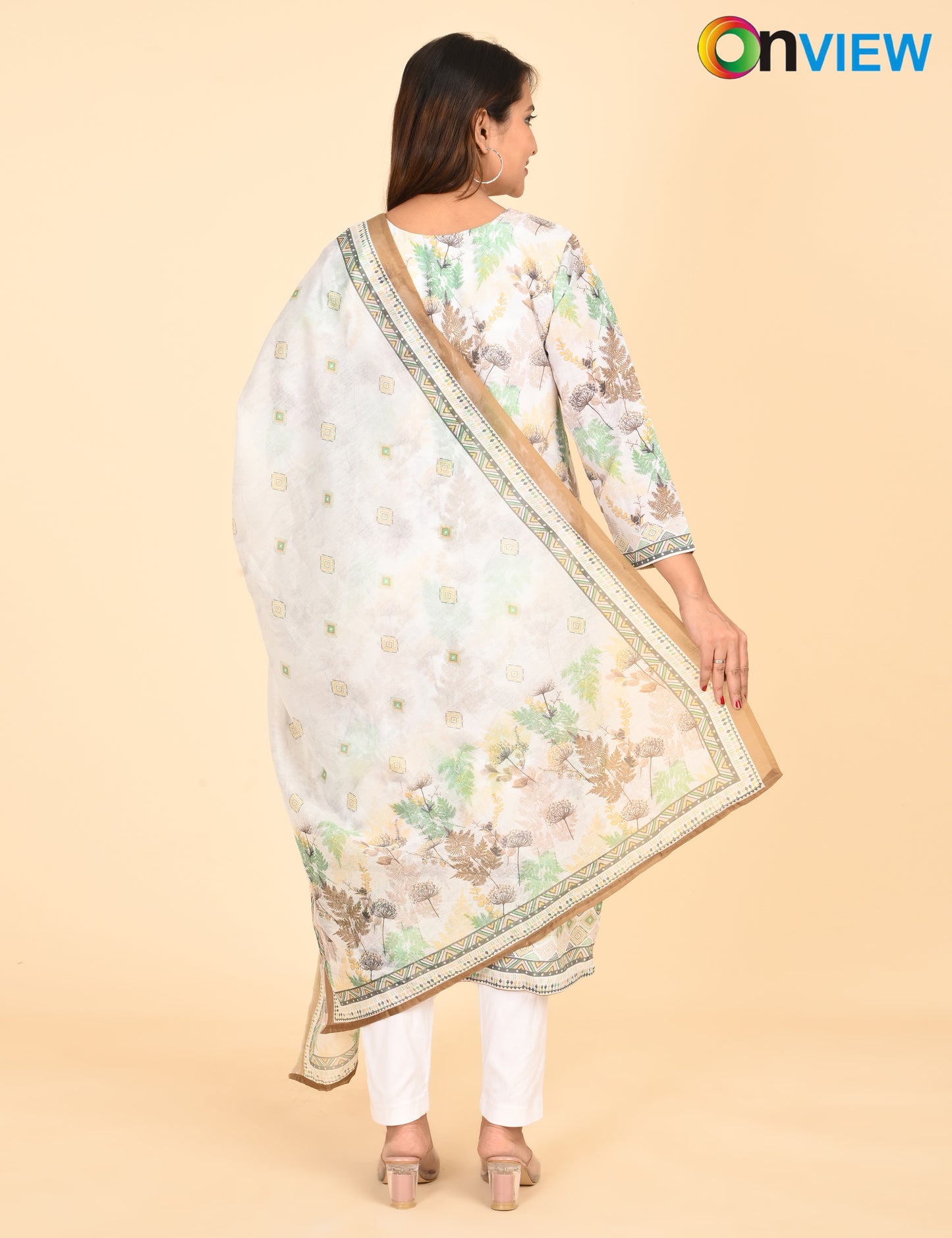 ONVIEW | 1332 | COTTON CHIKANKARI WORK BORDER WITH DUPATTA | PACK OF 4