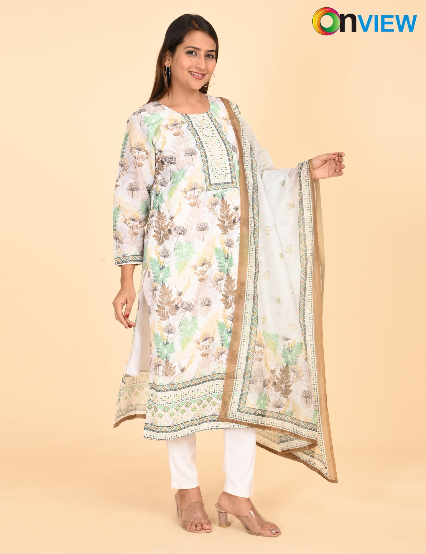 ONVIEW | 1332 | COTTON CHIKANKARI WORK BORDER WITH DUPATTA | PACK OF 4