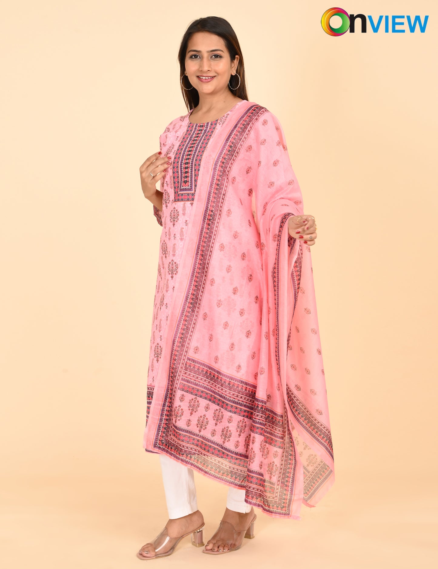 ONVIEW | 1334 | COTTON CHIKANKARI WORK BORDER WITH DUPATTA | PACK OF 4