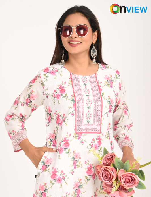 ONVIEW | 1128 | COTTON CHIKANKARI WORK WITH DIGITAL PRINT | PACK OF 4