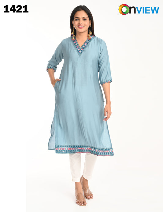 ONVIEW | 1421 | ROMAN SILK EMBROIDERY WITH BORDER | PACK OF 4