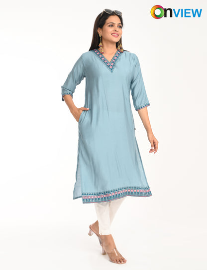ONVIEW | 1421 | ROMAN SILK EMBROIDERY WITH BORDER | PACK OF 4
