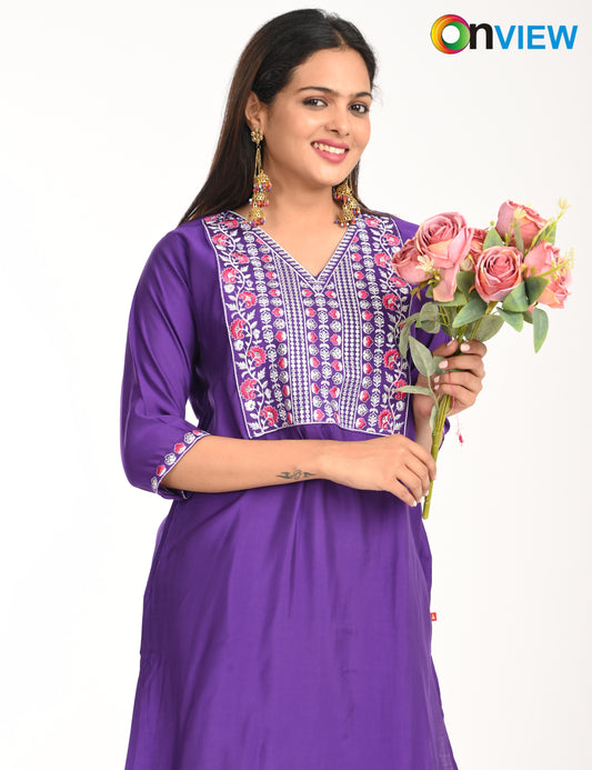 ONVIEW | 1422 | ROMAN SILK EMBROIDERY WITH BORDER  | PACK OF 4