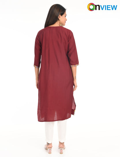 ONVIEW | 1424 | ROMAN SILK EMBROIDERY WITH BORDER | PACK OF 4