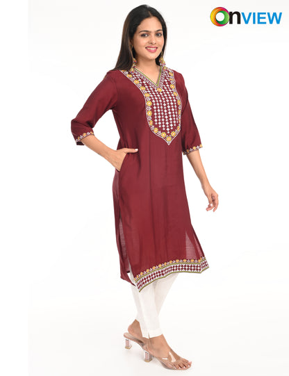 ONVIEW | 1424 | ROMAN SILK EMBROIDERY WITH BORDER | PACK OF 4