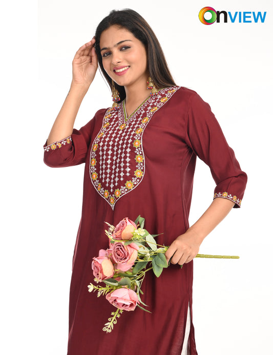 ONVIEW | 1424 | ROMAN SILK EMBROIDERY WITH BORDER | PACK OF 4