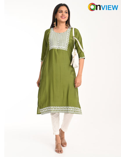ONVIEW | 1425 | ROMAN SILK EMBROIDERY WITH BORDER | PACK OF 4
