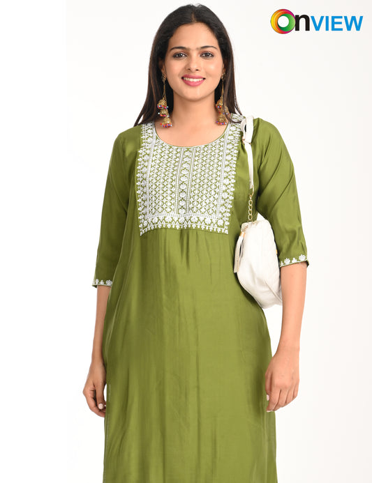ONVIEW | 1425 | ROMAN SILK EMBROIDERY WITH BORDER | PACK OF 4