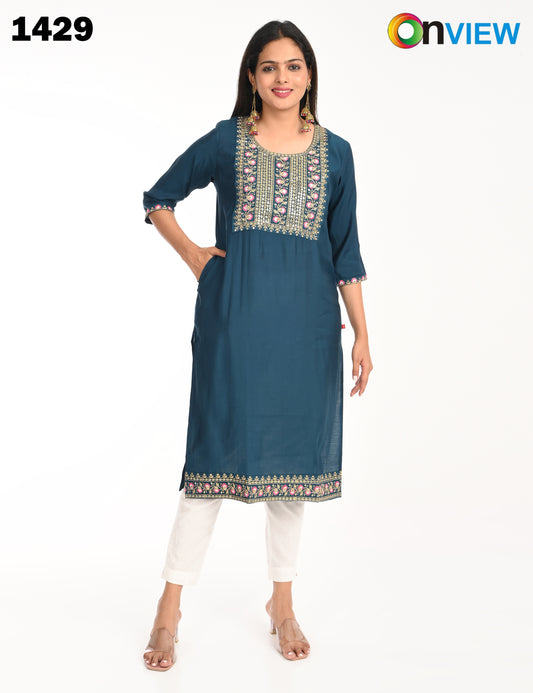 ONVIEW | 1429 | ROMAN SILK EMBROIDERY WITH BORDER | PACK OF 4