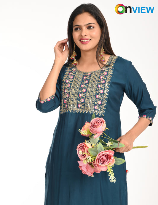 ONVIEW | 1429 | ROMAN SILK EMBROIDERY WITH BORDER | PACK OF 4