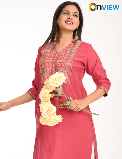 ONVIEW | 1430 | ROMAN SILK EMBROIDERY WITH BORDER | PACK OF 4