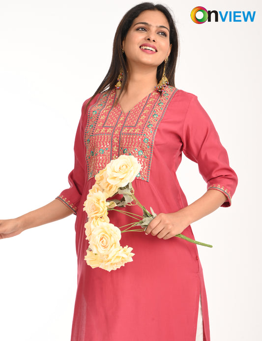 ONVIEW | 1430 | ROMAN SILK EMBROIDERY WITH BORDER | PACK OF 4