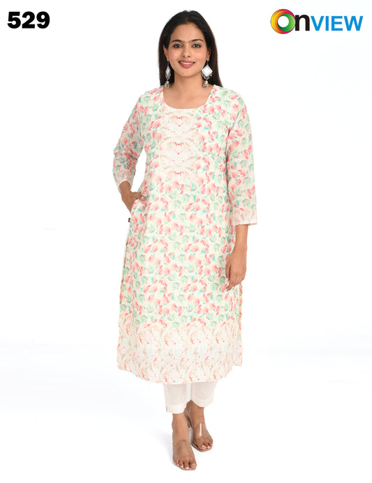 ONVIEW | 529 | COTTON CHIKANKARI WORK WITH DIGITAL PRINT | PACK OF 4