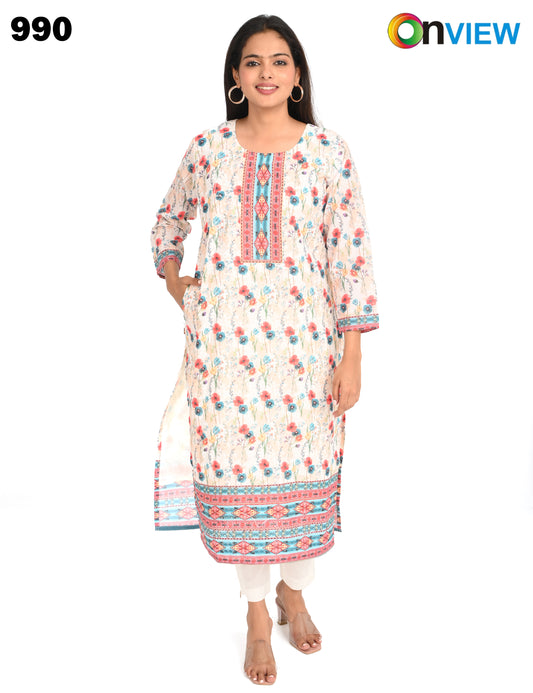 ONVIEW | 990 | COTTON CHIKANKARI WORK WITH DIGITAL PRINT | PACK OF 4