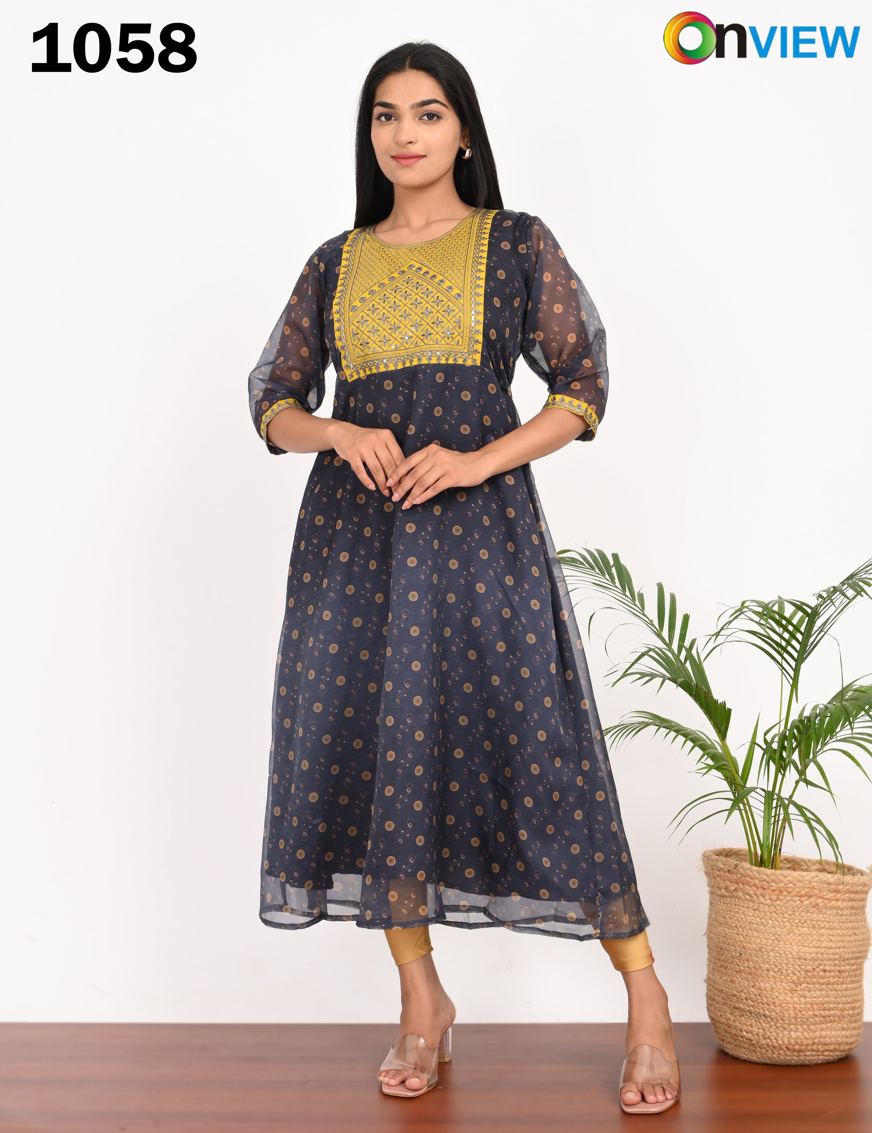 ONVIEW | 1058 | ORGANZA EMBROIDARY UMBRELLA WITH LINING | PACK OF 4