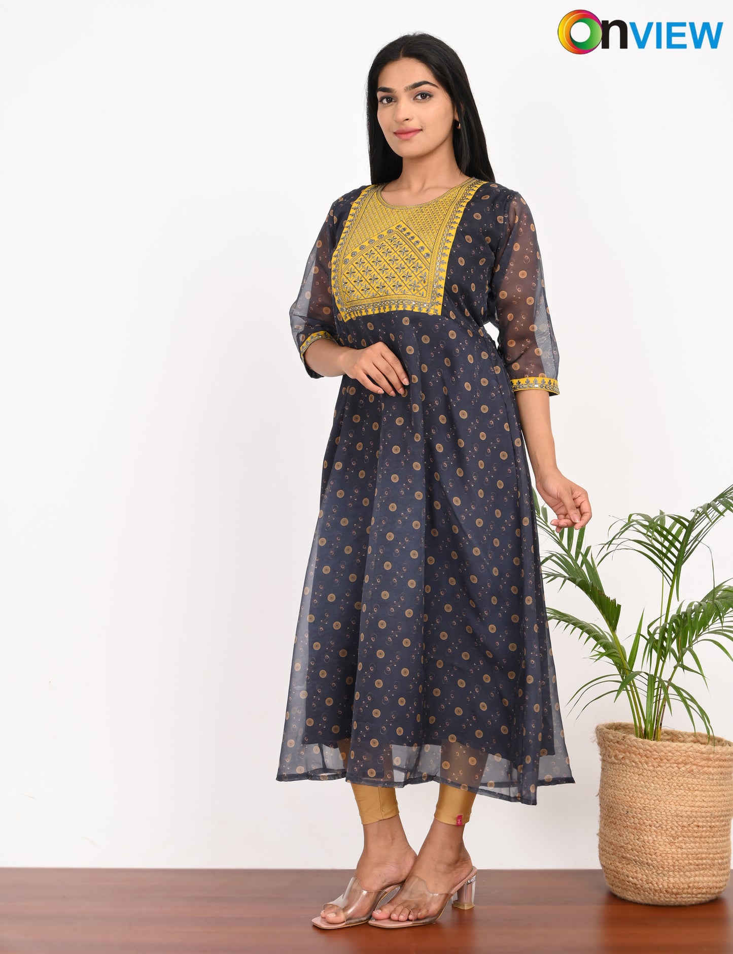 ONVIEW | 1058 | ORGANZA EMBROIDARY UMBRELLA WITH LINING | PACK OF 4
