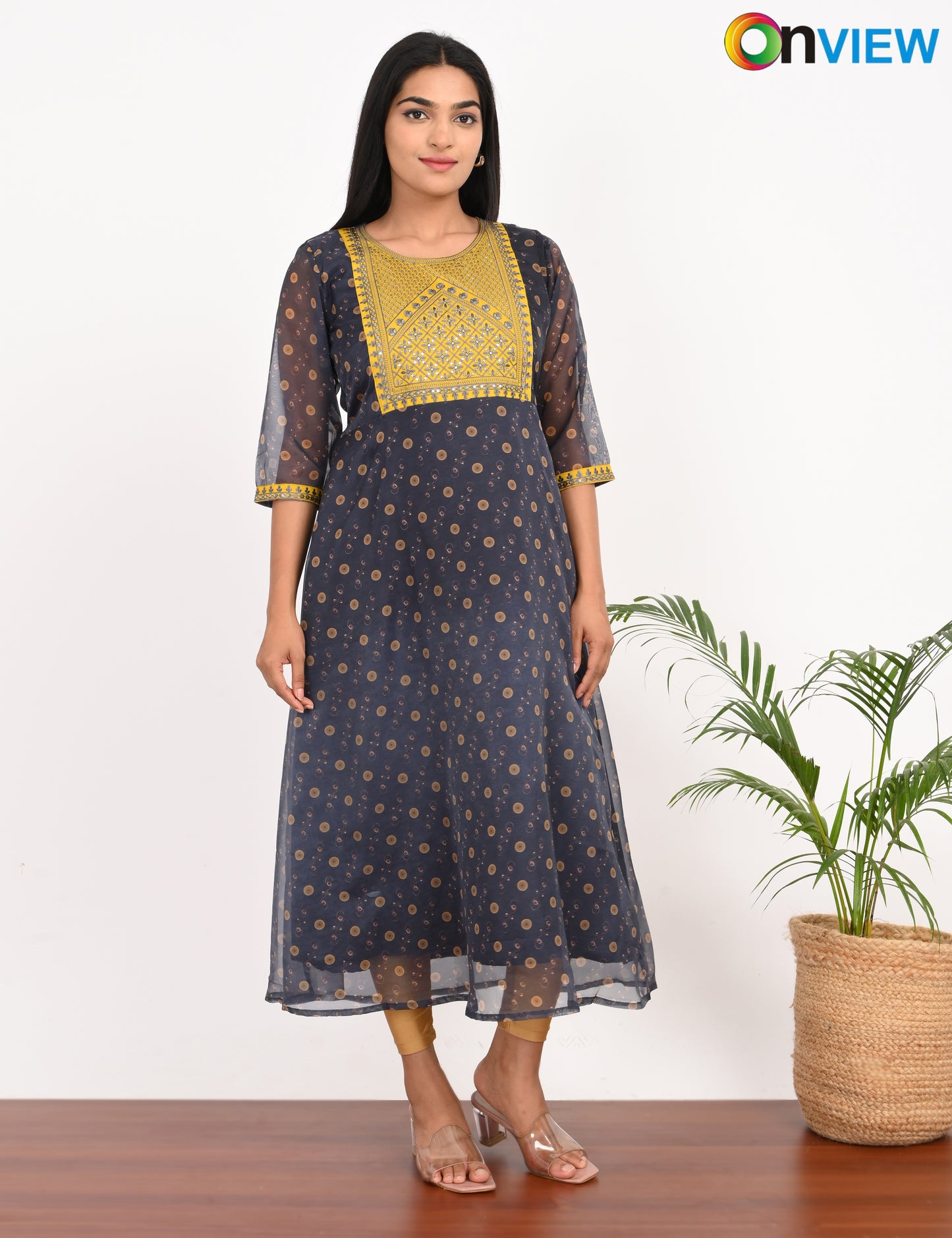 ONVIEW | 1058 | ORGANZA EMBROIDARY UMBRELLA WITH LINING | PACK OF 4