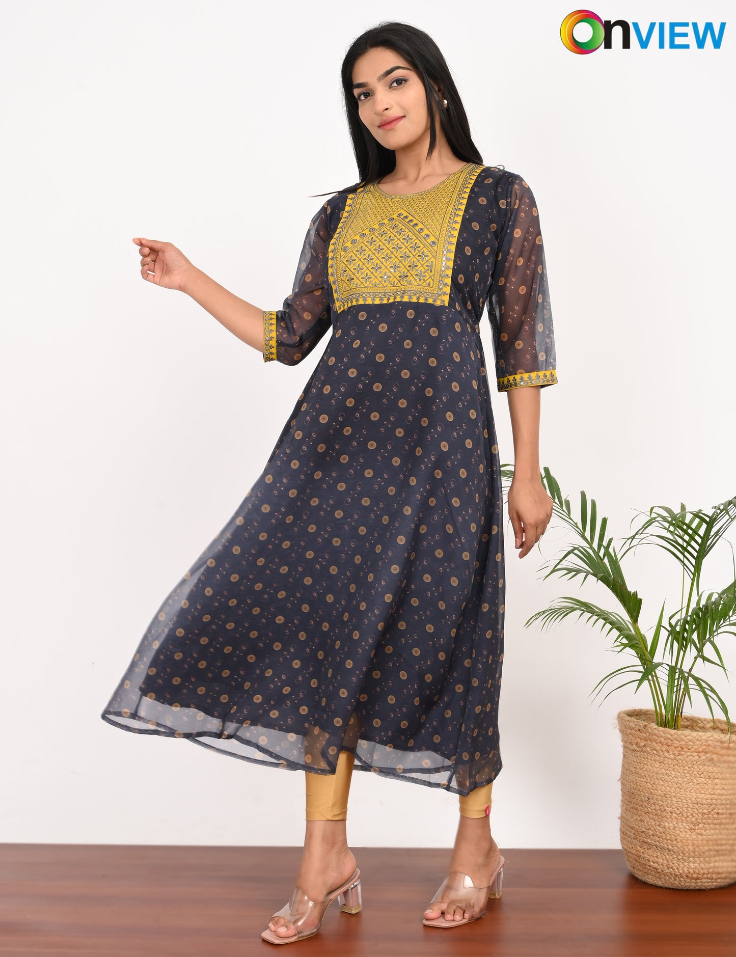 ONVIEW | 1058 | ORGANZA EMBROIDARY UMBRELLA WITH LINING | PACK OF 4