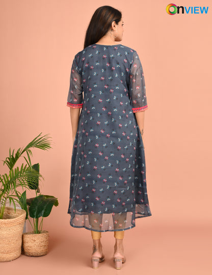 ONVIEW | 1218 | A LINE ORGANZA EMBROIDERY UMBRELA | PACK OF 4