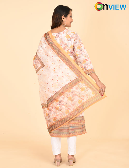 ONVIEW | 1330 | COTTON CHIKANKARI WORK BORDER WITH DUPATTA | PACK OF 4