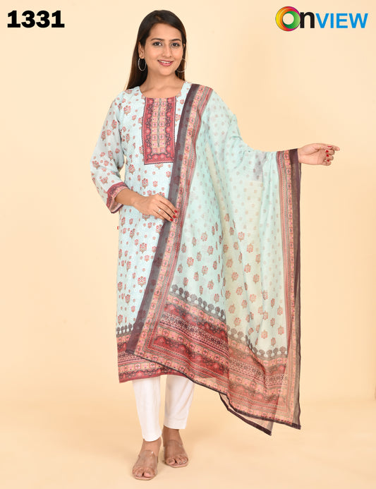 ONVIEW | 1331 | COTTON CHIKANKARI WORK WITH BORDER WITH DUPATTA | PACK OF 4