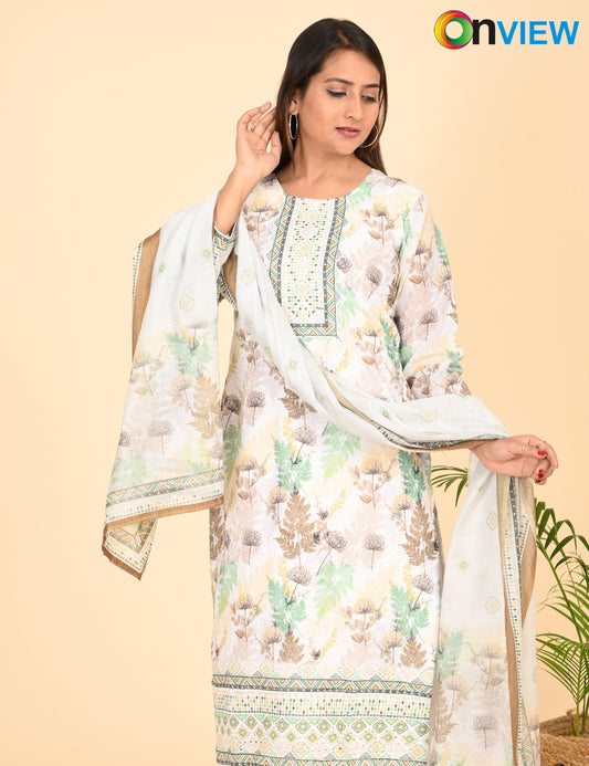 ONVIEW | 1332 | COTTON CHIKANKARI WORK BORDER WITH DUPATTA | PACK OF 4