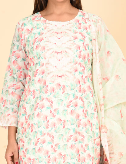 ONVIEW | 1333 | COTTON CHIKANKARI WORK WITH BORDER WITH DUPATTA | PACK OF 4