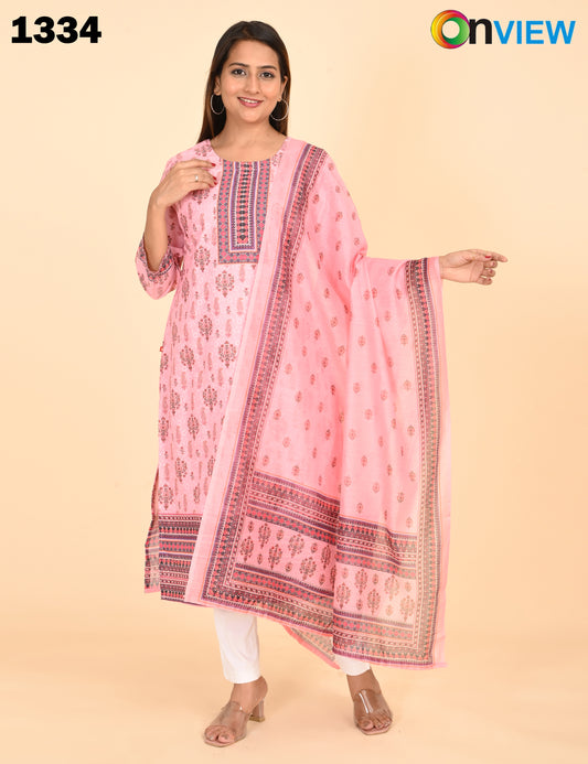 ONVIEW | 1334 | COTTON CHIKANKARI WORK BORDER WITH DUPATTA | PACK OF 4