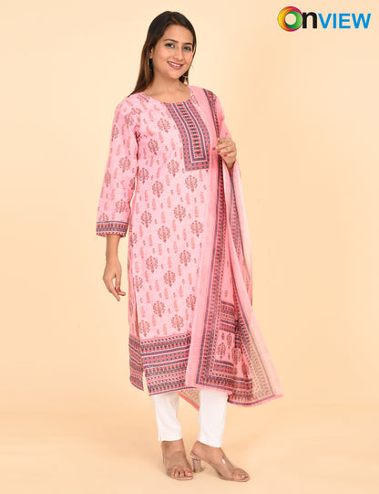 ONVIEW | 1334 | COTTON CHIKANKARI WORK BORDER WITH DUPATTA | PACK OF 4