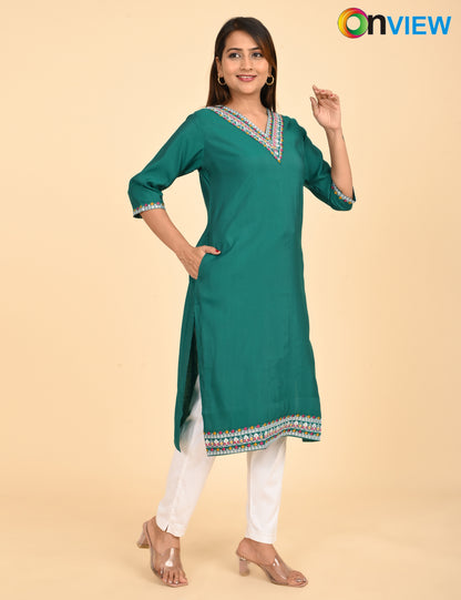 ONVIEW | 1436 | ROMAN SILK EMBROIDERY WITH BORDER | PACK OF 4