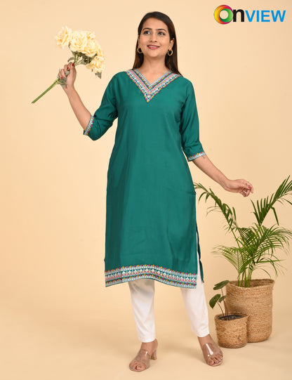 ONVIEW | 1436 | ROMAN SILK EMBROIDERY WITH BORDER | PACK OF 4