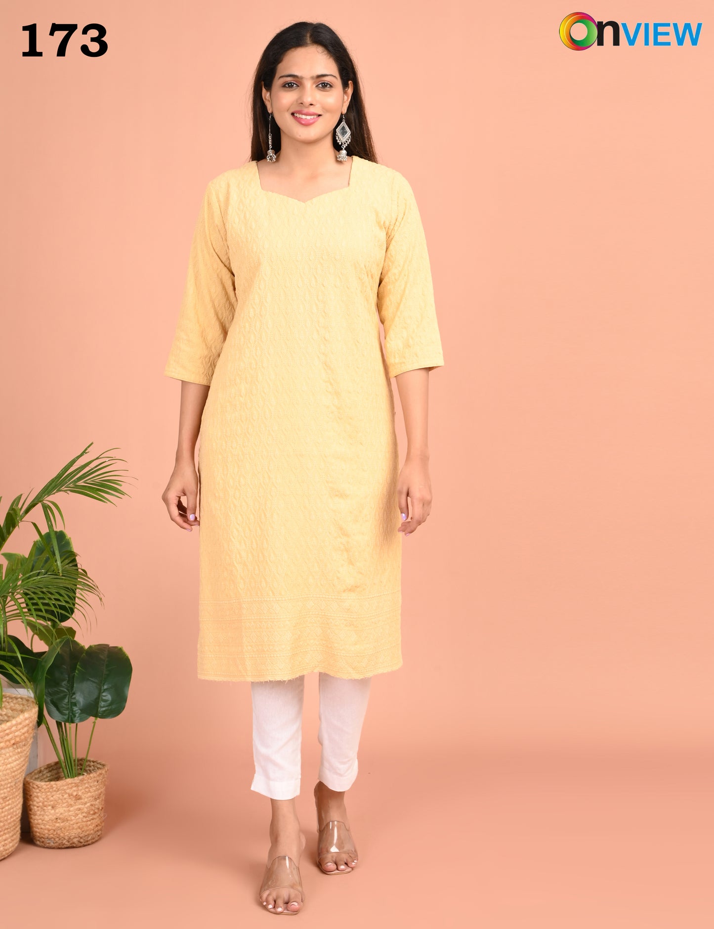 ONEVIEW | 173 | CHIKANKARI DESIGN NECK | PACK OF 4
