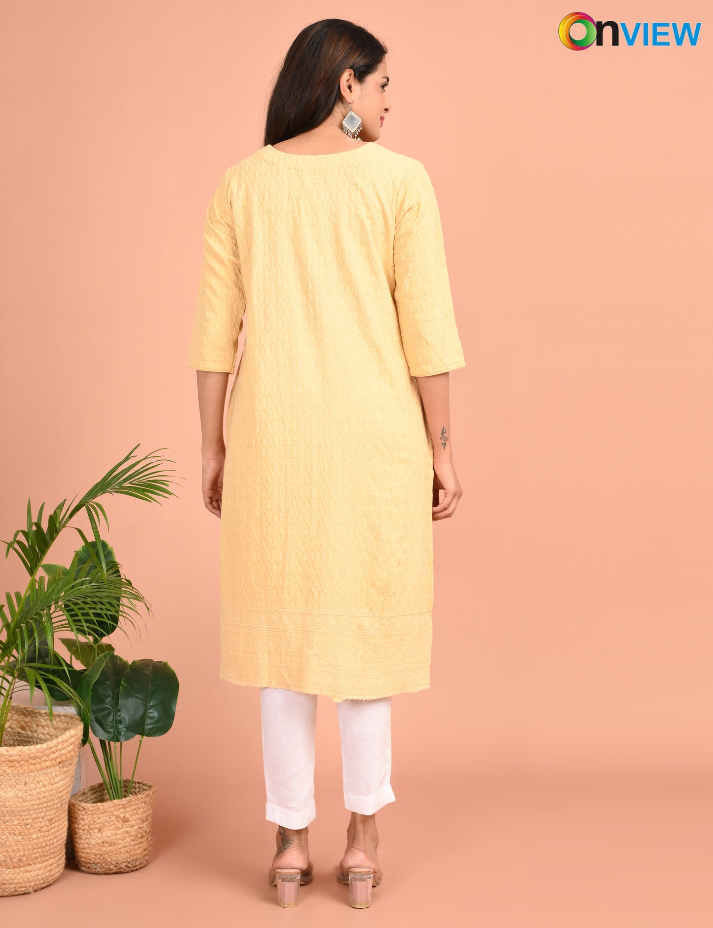 ONEVIEW | 173 | CHIKANKARI DESIGN NECK | PACK OF 4